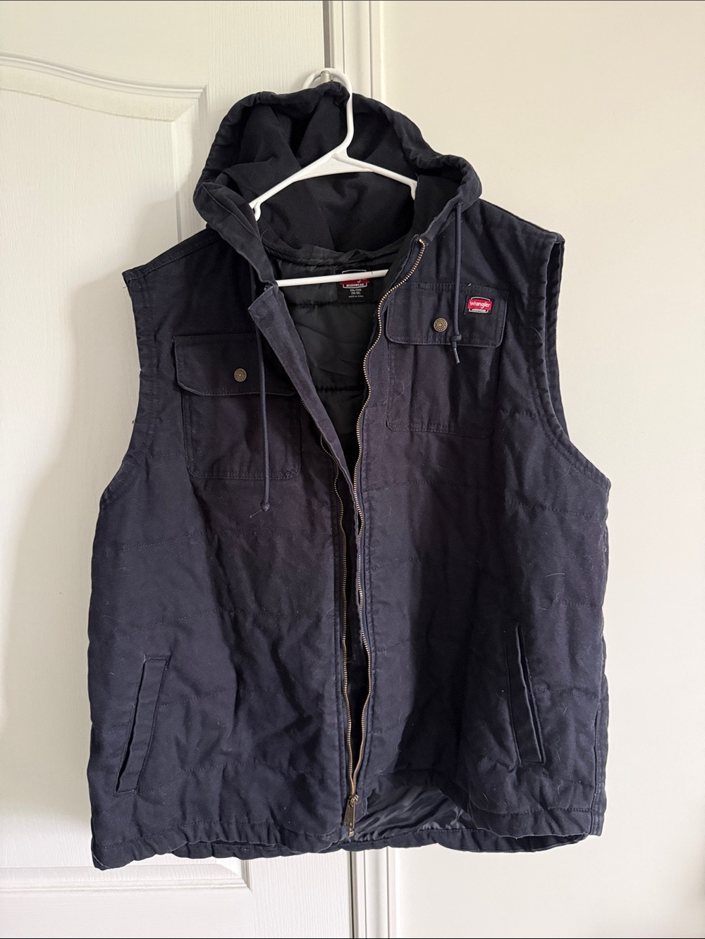 Wrangler 3xl canvas Men’s Hooded Work Vest - Navy